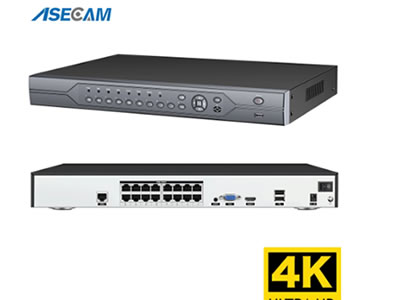 Asecam 16CH 4k Ultra HD 8MP POE NVR Video Recorder Onvif H.265 48V IP Camera Face Detection CCTV System