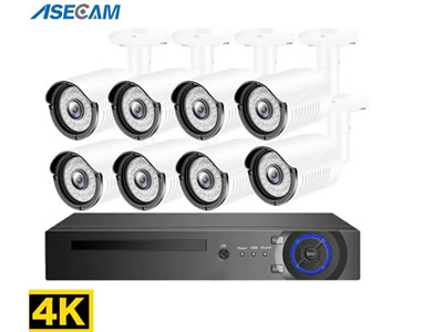 Asecam 4K 8MP H.265 POE NVR Kit CCTV Sound Security System with 8 IP Camera Audio Record Video Set